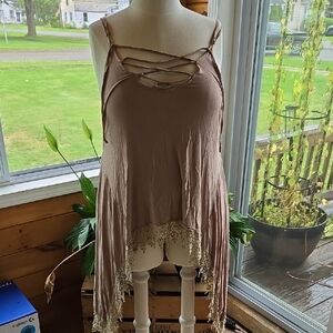 POL Beige  Lace Trim Camisole